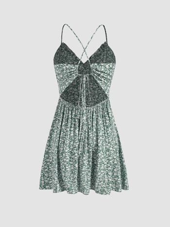 Rochie mini de vară pentru femei, decolteu halter, imprimeu floral, material poliester-spandex, talie elastică, fără mâneci