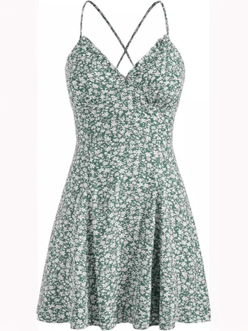Rochie mini de vară pentru femei, decolteu halter, imprimeu floral, material poliester-spandex, talie elastică, fără mâneci