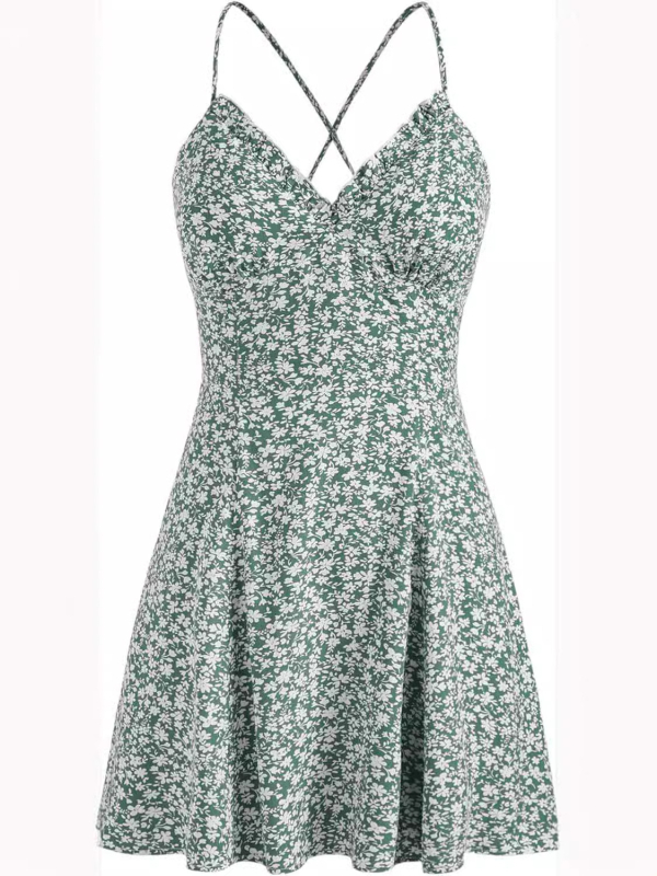 Rochie mini de vară pentru femei, decolteu halter, imprimeu floral, material poliester-spandex, talie elastică, fără mâneci