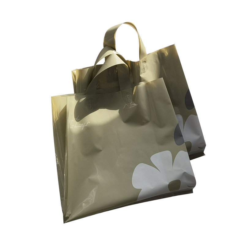 Geantă plastică tote pentru magazin de îmbrăcăminte – strat dublu, grosime 16 fire, Nanhe, etichetă privată licențiată