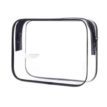 Geantă transparentă din PVC cu fermoar pentru cosmetice, geantă de călătorie portabilă, geantă PVC multifuncțională cu imprimare logo personalizat