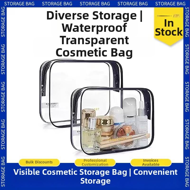 Priehľadná PVC taška so zipsom na kozmetiku, prenájom cestovná kozmetická taška, viacúčelová PVC taška s vlastným logom