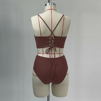 Női bikini szett, magas derekú, kötős fazon, hátul nyitott (nailon anyag)