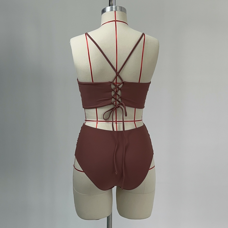 Női bikini szett, magas derekú, kötős fazon, hátul nyitott (nailon anyag)