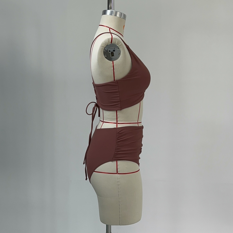 Női bikini szett, magas derekú, kötős fazon, hátul nyitott (nailon anyag)