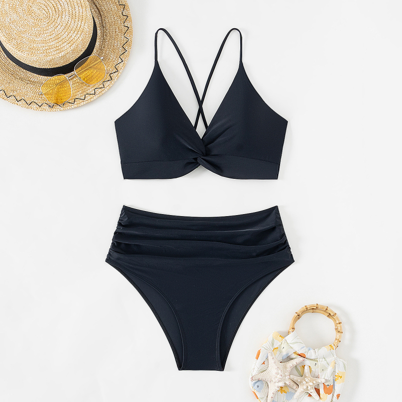 Női bikini szett, magas derekú, kötős fazon, hátul nyitott (nailon anyag)