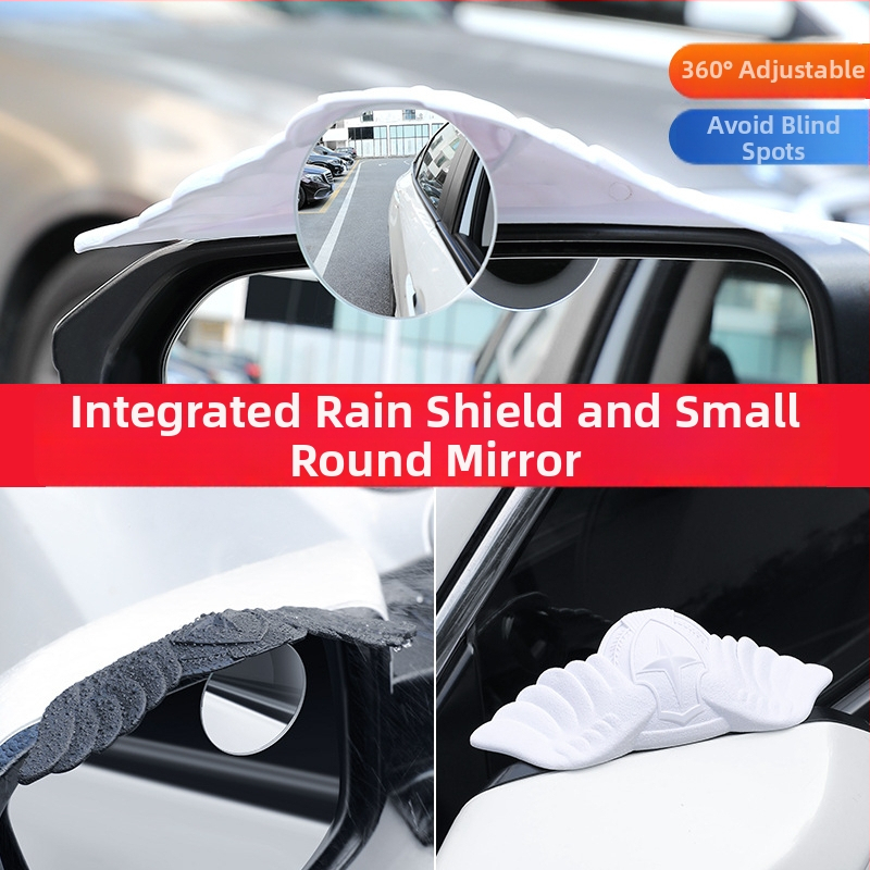 MS spätné zrkadlo pre auto s ochranou proti dažďu, malé kruhové zrkadlo, integrovaný reflektor, zrkadlo pre slepé miesta