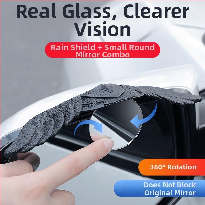 MS spätné zrkadlo pre auto s ochranou proti dažďu, malé kruhové zrkadlo, integrovaný reflektor, zrkadlo pre slepé miesta