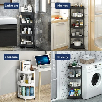 Trokutasti podni stalak za skladištenje, sklopivi, višeslojni, plastični, moderan minimalistički stil