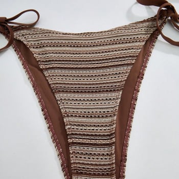 Trodjelni bikini set s halterom, prugast uzorak, seksi, visoka elastičnost, umetci za grudi, poliester-spandeks materijal