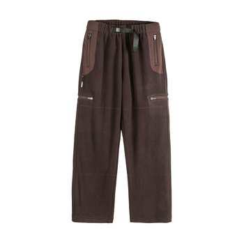 Muške hlače za jesen za outdoor s fleksom i zatvaračem, panelna konstrukcija - opušten, straight kroj, srednji obim struka, 100% poliester fleece