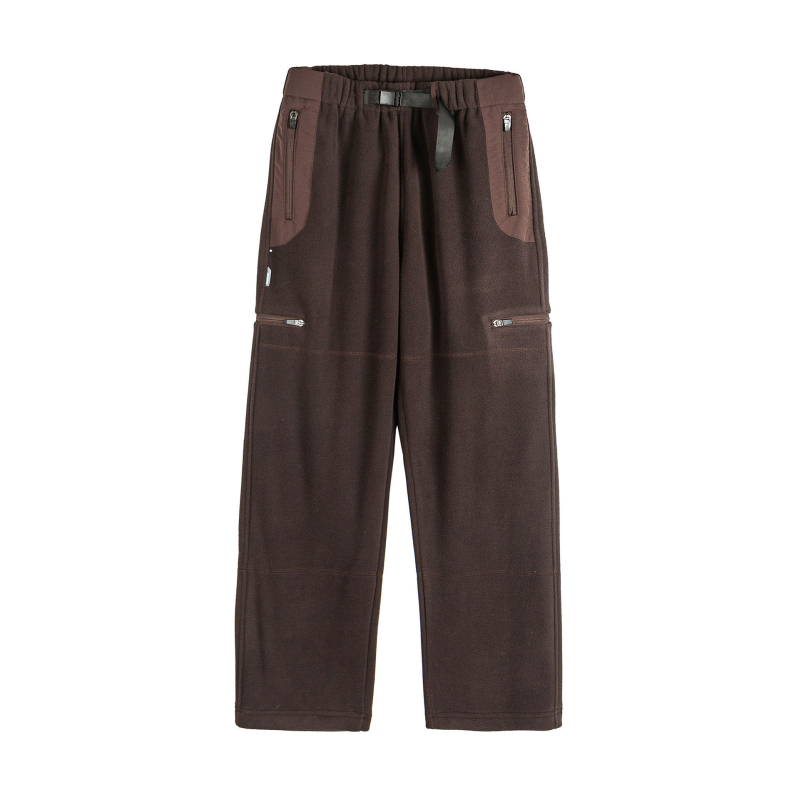 Muške hlače za jesen za outdoor s fleksom i zatvaračem, panelna konstrukcija - opušten, straight kroj, srednji obim struka, 100% poliester fleece
