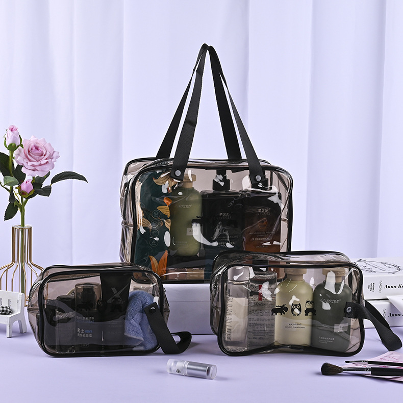 Prozirna PVC torbica za kozmetiku sa zatvaračem – torbica velike kapacitete za dnevnu njegu (Dvostruki sloj, debljina 16 niti; Prilagođeno)