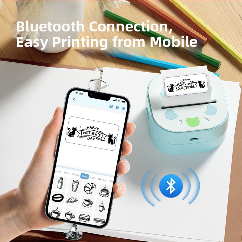 D21 Bluetooth prijenosni pisač naljepnica, termalno tiskanje, format 48 mm, kapacitet papira 57 mm, podrška Android i iOS