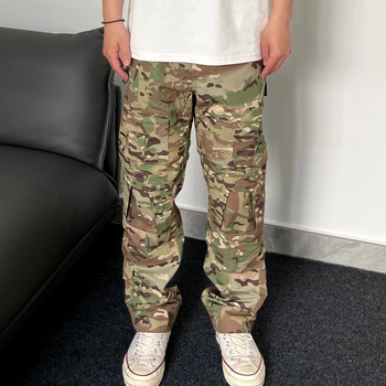 Pantaloni cargo tactici pentru bărbați, camuflați, drepti, talie medie, ușori, cu micro-elasticitate, pentru drumeții în aer liber