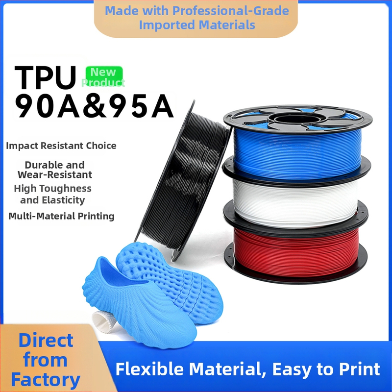 TPU filament pre 3D tlač, 90A/95A pružný materiál, kruhový prierez, hustota 1.25, pre papuče a vložky, 1kg cievka