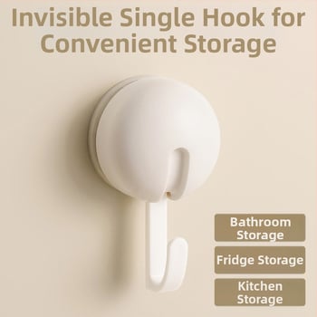 Вакуумна кука за кухня и баня, без пробиване, ABS материал, единична кука в модерен минималистичен стил, капацитет 3–5 кг