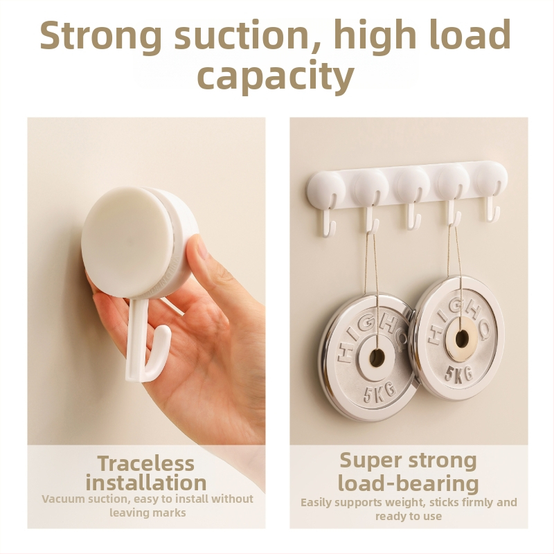 Вакуумна кука за кухня и баня, без пробиване, ABS материал, единична кука в модерен минималистичен стил, капацитет 3–5 кг