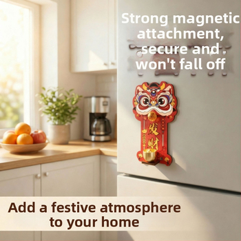 Magnetni zvon za vrata — Blagdanska dekoracija: Novogodišnji lavlji ples, mekan magnetski materijal, 180 komada po kutiji, mogućnost privatne marke, prilagodba, magnetski dekor za hladnjak