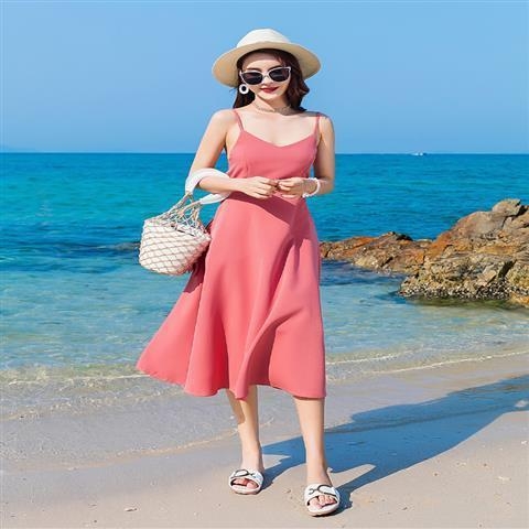 Rochie de plajă cu decolteu în V, fără mâneci, fundă decorativă, țesătură PVC, rochie lungă dintr-o singură piesă