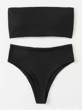 Set de bikini pentru femei din două piese – Dungi sau Uni, 82% poliester, Captuseală Spandex, Cupe cu bureți, Fără suport metalic