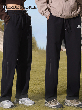 Pantaloni casual unisex cu soft shell și căptușeală fleece, groși, uni, poliester-spandex AK36005