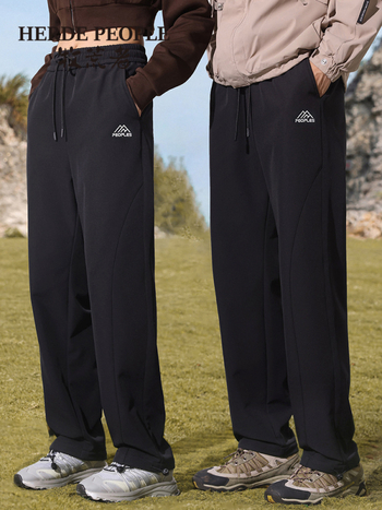 Pantaloni casual unisex cu soft shell și căptușeală fleece, groși, uni, poliester-spandex AK36005