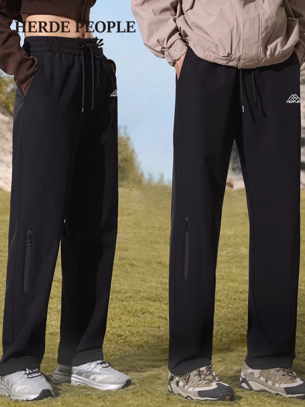 Pantaloni casual unisex cu soft shell și căptușeală fleece, groși, uni, poliester-spandex AK36005