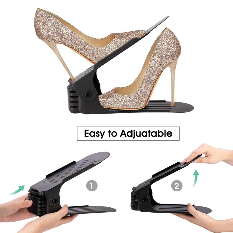 Raft plastic pentru pantofi, 2 etaje, reglabil, detașabil, material PP