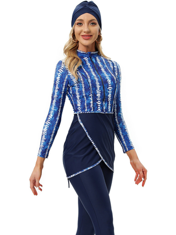 Konzervativni burkini s jastučićima za prsima, dugi rukavi, duge hlače, trodijelni kupaći kostim