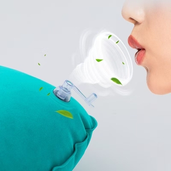 Φουσκωτό μαξιλάρι ταξιδιού σε σχήμα U με PVC φλοκ ύφασμα - φορητό, διπλωτό, ελαφρύ για ενήλικες