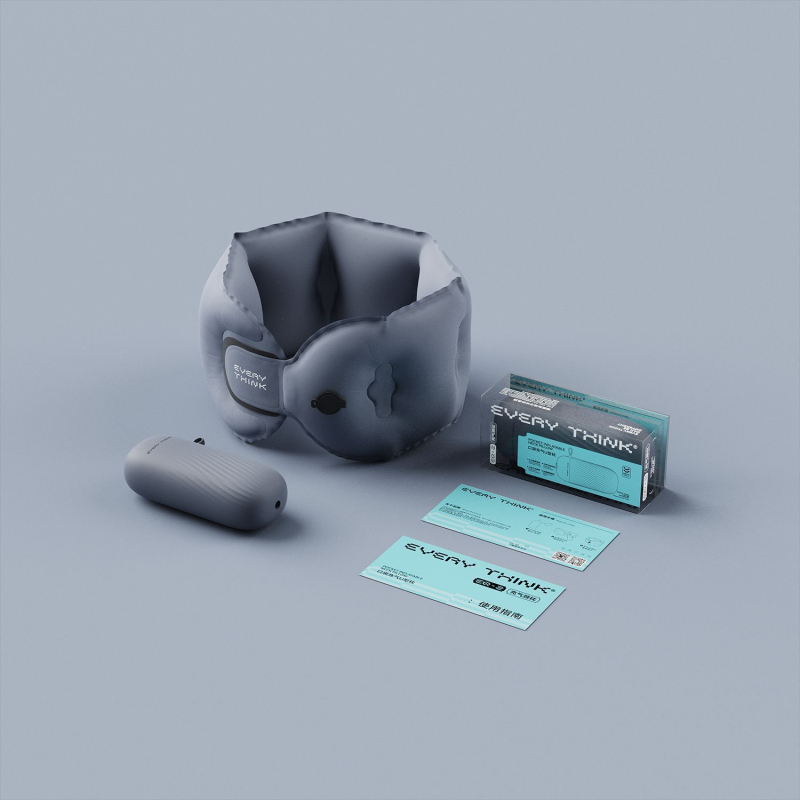 EVERYTHINK Pernă de călătorie în formă de U, cu spumă memory, țesătură Spandex-cotton, ușoară, sub 0,5 kg