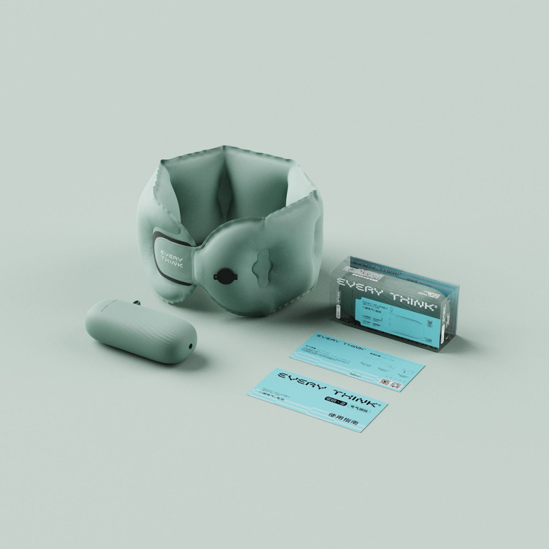 EVERYTHINK Pernă de călătorie în formă de U, cu spumă memory, țesătură Spandex-cotton, ușoară, sub 0,5 kg