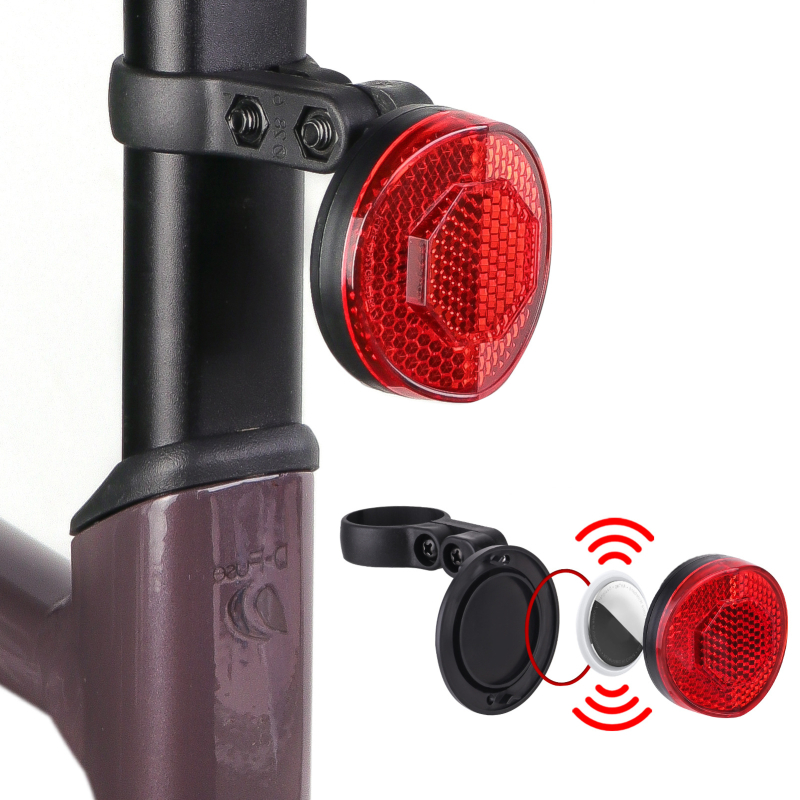Lumină de spate pentru bicicletă cu poziționare Airtag, anti-furt, montaj pe țeava șeii, lumină reflectorizantă spate și lumină reflectorizantă laterală pentru biciclete de drum și de munte