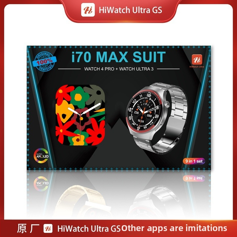 Ažurirani set pametnih satova I70/I80/I90 s Bluetooth slušalicom – 3 sata, 7 narukvica, IPS zaslon, aluminijsko kućište, bežično punjenje