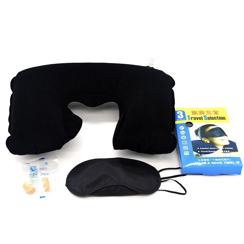 Perne de gât de călătorie, în formă U, gonflabilă, umplutură din poliester și țesătură anti-puf