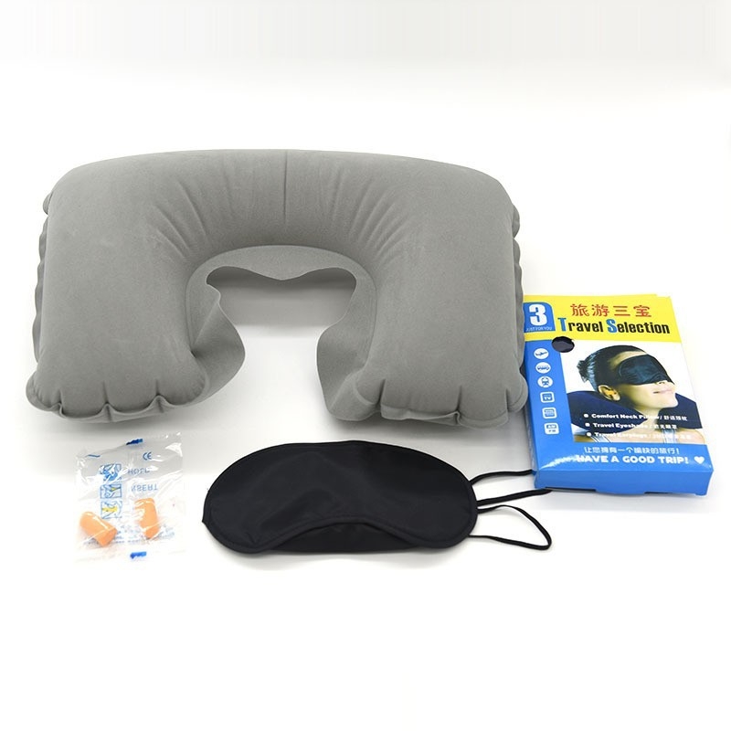 Perne de gât de călătorie, în formă U, gonflabilă, umplutură din poliester și țesătură anti-puf