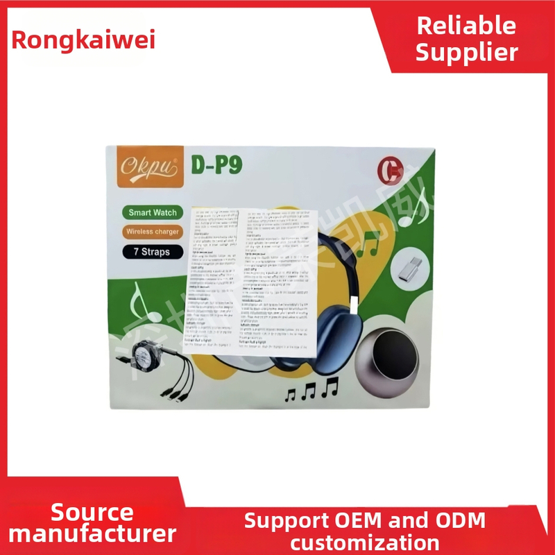 D-P9 pametni sat - Bluetooth pozivi, praćenje otkucaja srca, vodootporan, bežično punjenje, kompatibilan s iOS-om - sportske slušalice + mini audio set