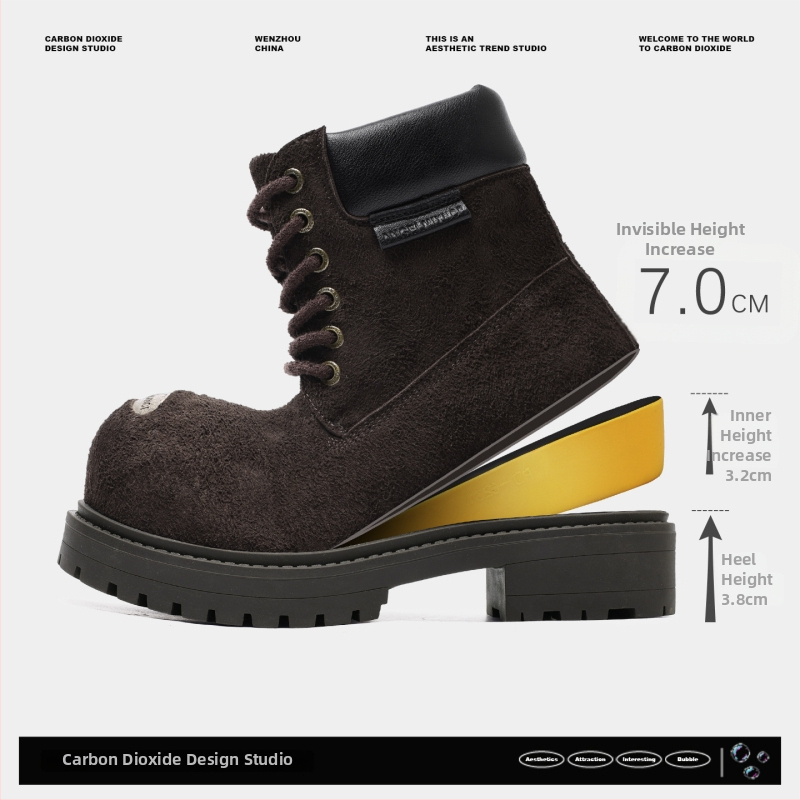 Unisex čizme za svakodnevnu upotrebu i planinarenje, povećanje visine 6–8 cm, gumeni đon, podstava od platna, casual planinarski stil