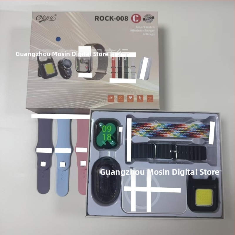 Cross-border pametni sat R0CK-007, kvadratni zaslon, aluminijska legura kućište, silikonska narukvica, dnevna vodootpornost, mjerenje otkucaja srca, krvni tlak, praćenje sna i koraka, Bluetooth pozivi, kompatibilan s iOS-om