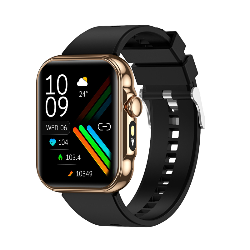 Ceas inteligent cu ecran AMOLED, cadran pătrat, carcasă din aliaj de aluminiu, curea din silicon, autonomie baterie 7–14 zile