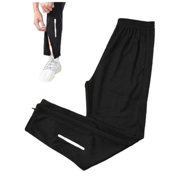 Pantaloni de alergare unisex cu fermoar, uscare rapidă, amestec poliester, patru sezoane, croială dreaptă