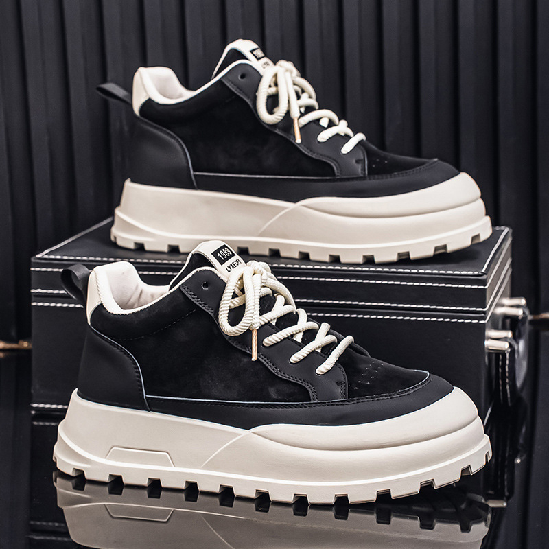 Muške čizme Martin srednje visine, protuklizna potplat, debela potplat, gornji dio od sintetičke kože, prednje vezanje, PU uložak, mrežasta podstava, jesen 2025