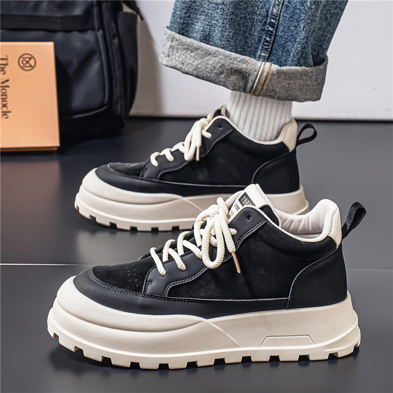 Muške čizme Martin srednje visine, protuklizna potplat, debela potplat, gornji dio od sintetičke kože, prednje vezanje, PU uložak, mrežasta podstava, jesen 2025