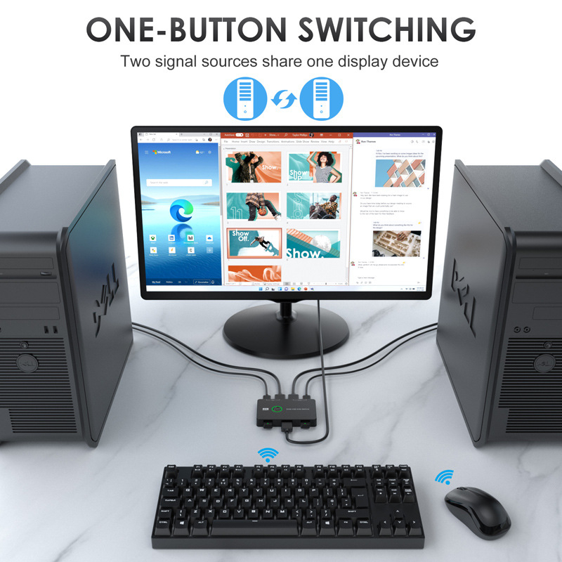 USB/HDMI/KVM prekidač za dva računala s dijeljenjem tipkovnice, miša, pisača i HDMI monitora — 4K@60Hz, SA03, kompatibilan s Windows 10