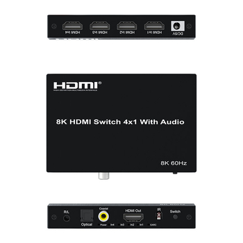 HDMI prekidač 4 ulaza 1 izlaz, audio de-embedding, podrška za 8K60Hz, model HDCN4-1