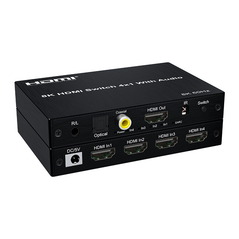 HDMI prekidač 4 ulaza 1 izlaz, audio de-embedding, podrška za 8K60Hz, model HDCN4-1