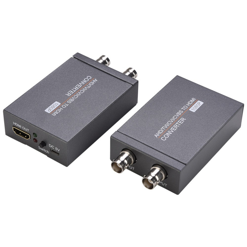 Convertor video NK-T8: AHD/TVI/CVI/CVBS către HDMI, Loop-Out, 1080P