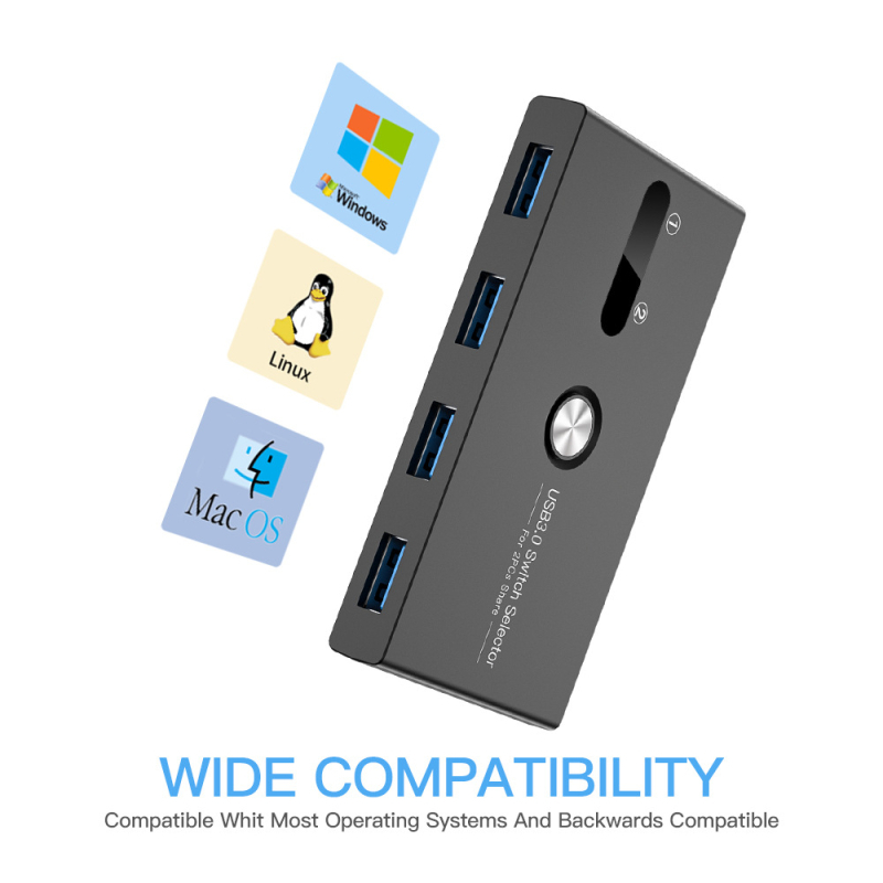 YNTEK USB-EW665 USB 3.0 KVM prekidač, 2 ulaza / 4 izlaza, 100 Mbps, kabel 1,5 m