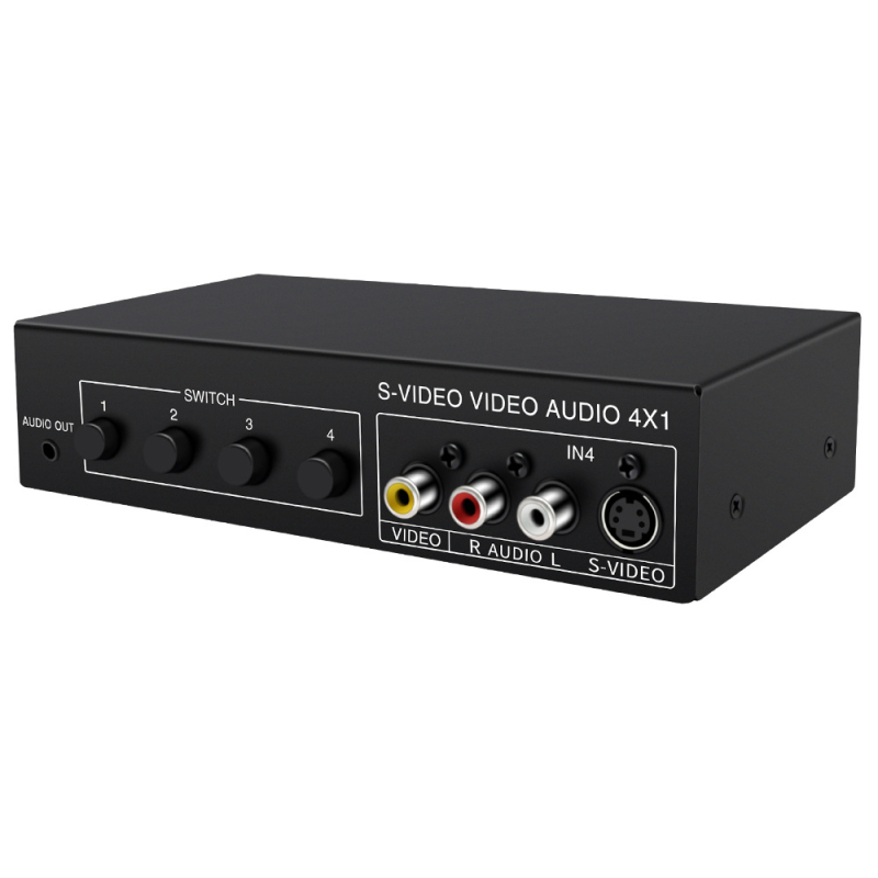 S-Video preklopnik, 4 ulaza 1 izlaz, 3,5 mm izlaz zvuka, rezolucija 720p, model VSSW41